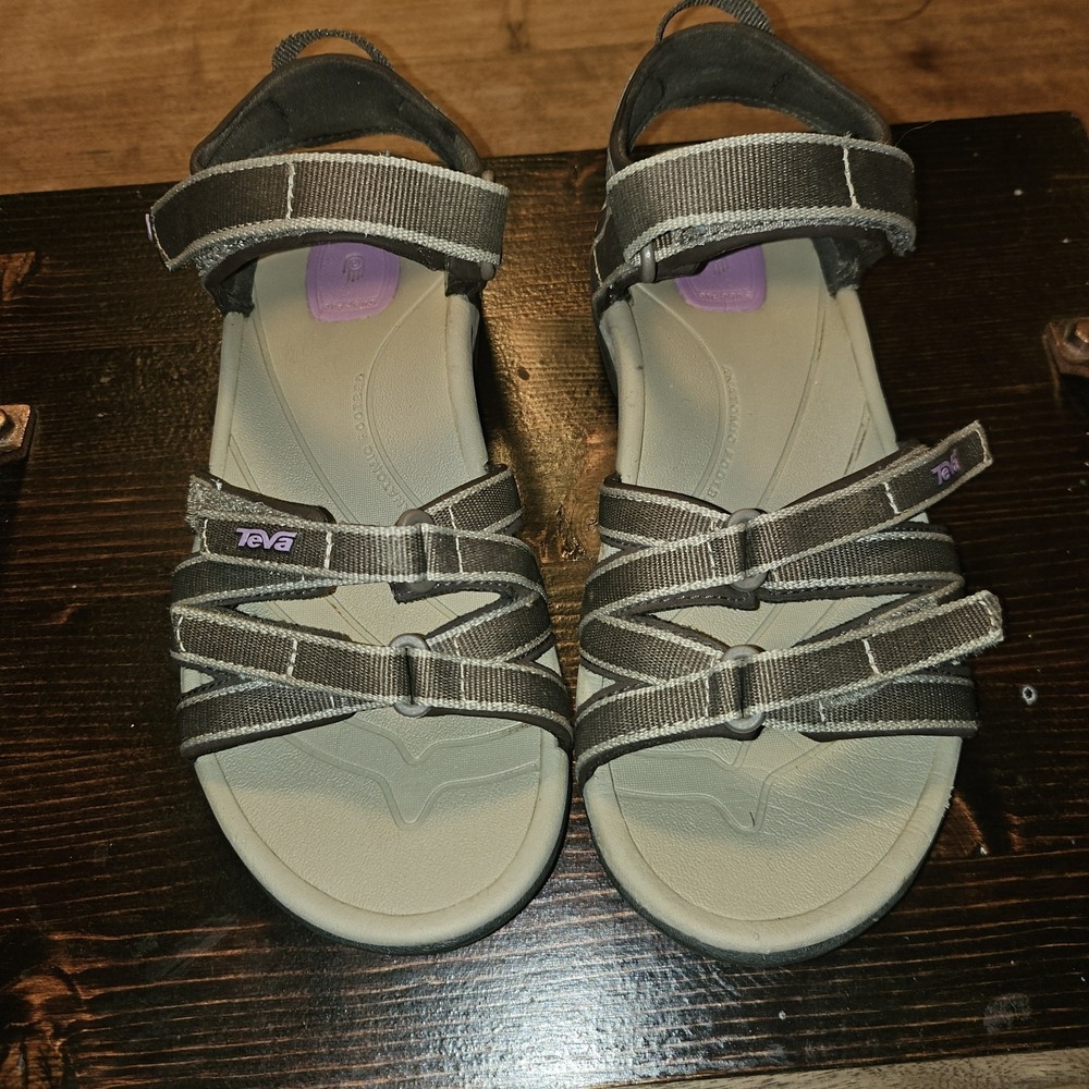 Teva Womens Tirra Sandal Size 6.5 Grey Purple Hiking Outdoors Summer, Beach